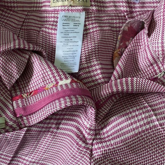 Emilio Pucci Prince Of Wales Checked Satin-Twill Straight-Leg Pants - Picture 3 of 7